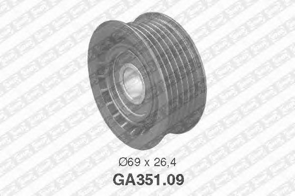 SS Kyron/Actyon 04-09/Rexton 2.0-2.7TD/Actyon11- 2.0б/2.0D Ролик обводной привод GA351.09 NTN SNR