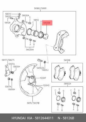 УПОРНАЯ ПЛАСТИНА ПОРШНЯ ТОРМОЗНОГО СУППОРТА 5812644011 HYUNDAI KIA
