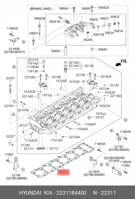 Kia Granbird D6CB прокладка ГБЦ 2231184400 HYUNDAI KIA