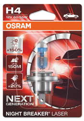 Лампа H4 12V (60/55W) NIGHT BREAKER LASER, 1шт, блистер 64193NL-01B OSRAM