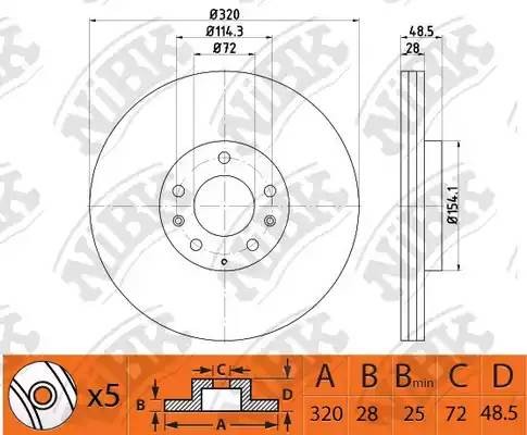 Mazda CX-9 08-16 диск торм перед RN1503 NIBK