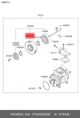 ШКИВ КОМПРЕССОРА КОНДИЦИОНЕРА 976432D600 HYUNDAI KIA