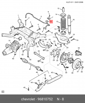 Chevrolet CaptivaC100 06-11 втулка заднего стабилизатора D18 96810752 GENERAL MOTORS