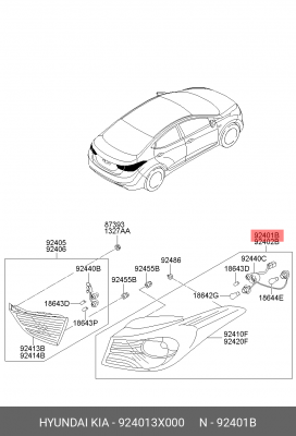 Hyundai Avante Фонарь задний левый наружный 924013X000 HYUNDAI KIA