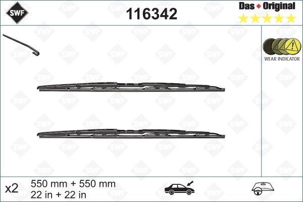 AUDI A4/Avant 11/00- щетки с/о 116342 SWF