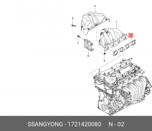 SS Actyon 11- 2.0б Прокладка выпускного коллектора 1721420080 SSANG YONG