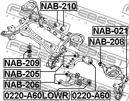 Infiniti QX56 с/блок заднего нижнего рычага NAB-206 FEBEST