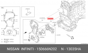 Nissan QR20DE кольцо уплотнительное передней крышки 15066-6N202 NISSAN INFINITI