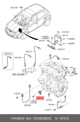 Hyundai Elantra 06- Датчик распредвала 393502B000 HYUNDAI KIA