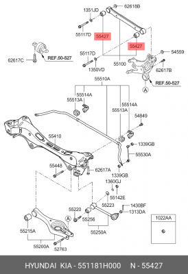 Hyundai Elantra06-11/Ceed/i30 06-12 сайлентблок зад. поперечного верх.рычага 4шт 55118-1H000 HYUNDAI KIA