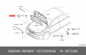 Nissan Almera Classic держатель упора капота 65722-95F0A NISSAN INFINITI