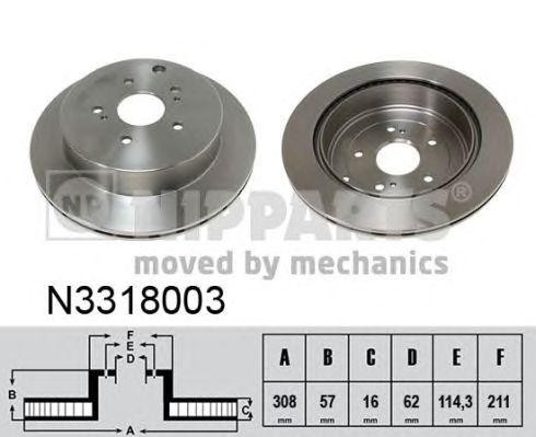 Suzuki GV 05- Диск тормозной задний N3318003 H B JAKOPARTS NIPPARTS