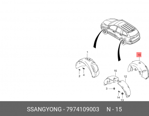 SsangYong Kyron подкрылок задний правый 7974109003 SSANG YONG