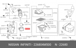 Nissan  QG13,QG15,QG18,YD22 99-Датчик расхода воздуха (4 контакта)) 22680-4M500 NISSAN INFINITI