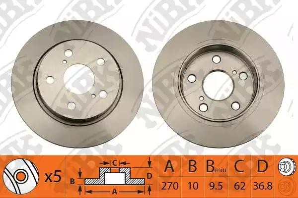 Toyota Auris GB диск тормозной задний RN1352 NIBK