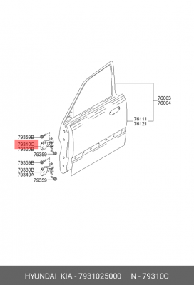 петля двери передней левой верхняя Accent 7931025000 HYUNDAI KIA