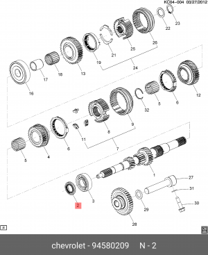 Daewoo Matiz, Aveo 1,2, Spark Сальник первичного вала КПП 94580209 DAEWOO