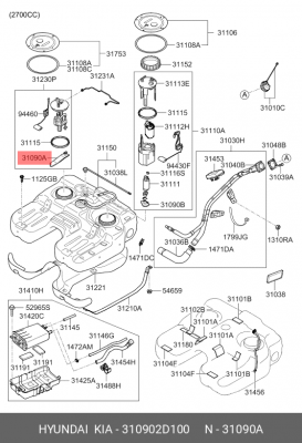 Hyundai SantaFe 06-11/Tucson/Sportage 04-09 фильтр сетка для правого лючка 310902D100 HYUNDAI KIA