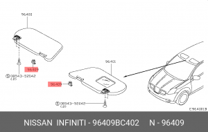 Кронштейн солнцезащитного козырька NISSAN QASHQAI (J10) (2006>) 96409-BC402 NISSAN INFINITI