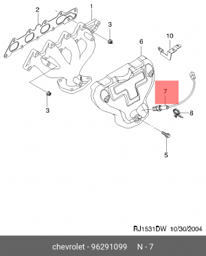 Chevrolet Lacetti Датчик кислрода второй 96291099 DAEWOO