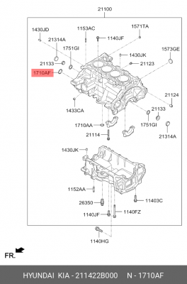Kia Ceed/I30/ElantraHD/Solaris/Rio12- прокладка/кольцо передней крышки  ДВС(2шт  211422B000 HYUNDAI KIA