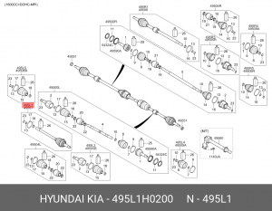 Kia Rio X-Line 17-20 привод передний левый (23/54/25) 495L1H0200 HYUNDAI KIA