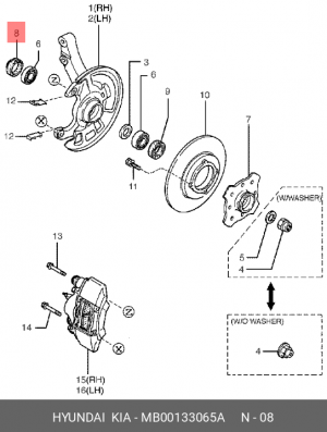 Kia Rio 00-05 Сальник подшипника ступичного внутренний MB00133065A HYUNDAI KIA