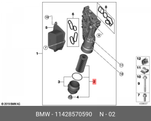 К-Т СМЕННОГО ЭЛЕМЕНТА МАСЛЯНОГО ФИЛЬТРА 11 42 8 570 590 BMW