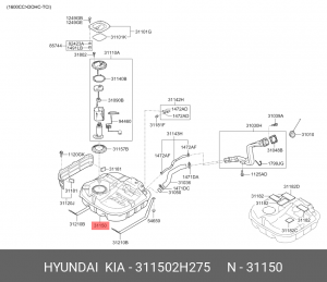 Hyundai Elantra 06-10 бак топливный 311502H275 HYUNDAI KIA
