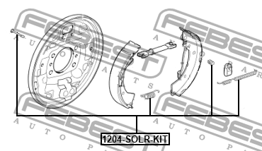 Hyundai Solaris все/Kia Rio 12-22 -  ремкомплект задних тормозных колодок(бараба 1204-SOLR-KIT FEBEST