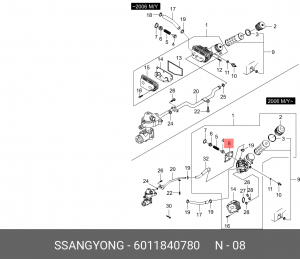 Прокладка корпуса масляного фильтра 6011840780 SSANG YONG