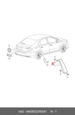 Накладка стойки В чёрный 6N5853290041 VAG