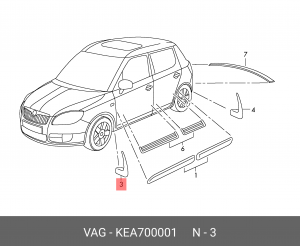 Skoda Fabia 10- брызговики передние к-т KEA 700 001 VAG