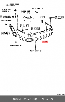 Toyota Corolla (150) бампер задний (накладка) 52159-12934 TOYOTA