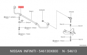 NISSAN TERRANO II (R20) 93- втулка переднего стабилизатора 54613-0X800 NISSAN INFINITI