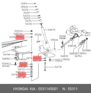 Hyundai Porter Втулка амортизатора 55311-45001 HYUNDAI KIA
