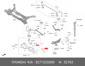 Hyundai Elantra 06-/I30/Ceed/ix35(нижн в цапфе) болт ниж.сайлентблока зад. цапфы 527122G000 HYUNDAI KIA