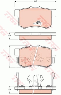 Honda Accord IX 2.0/2.4 08- Колодки тормозные задние GDB3438 TRW