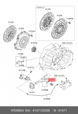 Hyundai ElantraHD/Ceed/I30 06-11/Solaris/Rio 11- опора вилки сцепления 4147132000 HYUNDAI KIA
