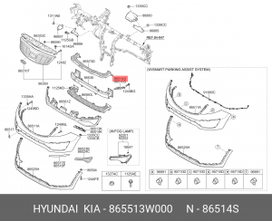 KIa Sportage 10- Кронштейн переднего бампера правый 865513W000 HYUNDAI KIA