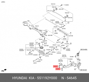 HYUNDAI ix35/Sportage 10- 2WD болт задн подпруж.рычага в цапфу 551192Y000 HYUNDAI KIA