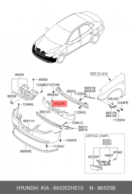 Hyundai Elantra 06- наполнитель бампера 865202H010 HYUNDAI KIA