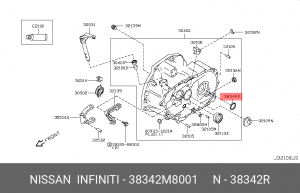 Nissan Сальник дифф-ла N15 N16E P12, Almera Classic 38342-M8001 NISSAN INFINITI