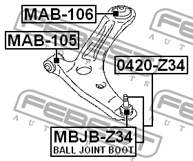 MITSUBISHI ASX, Colt 04-, Outlander XL, NEW 12-, Lancer 10 с\блок переднего рыча MAB-105 FEBEST