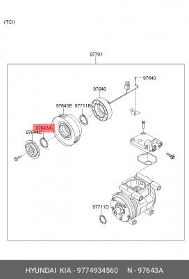 HYUNDAI стопорное кольцо муфты кондиционера 9774934560 HYUNDAI KIA