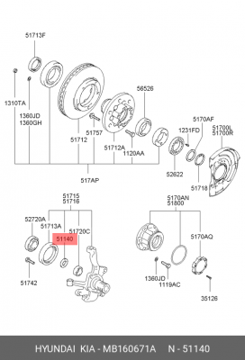 Hyundai Terracan Упорное кольцо подшипника игольч. MB160671A HYUNDAI KIA