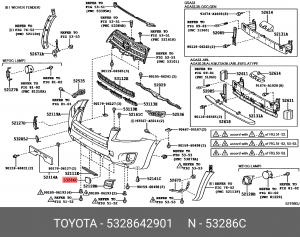 Toyota RAV4 заглушка переднего бампера левая 53286-42901 TOYOTA