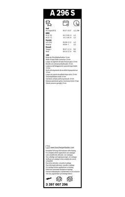 K600+500мм Комплект щеток стеклоочистителя бескаркасных Hyundai ix55, Audi A5 3 397 007 296 BOSCH