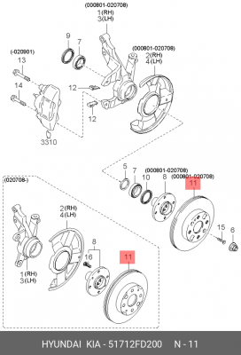 Kia Rio 00-05 Диск тормозной передний 51712FD200 HYUNDAI KIA