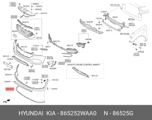 Huyndai SantaFe 16- Нижний молдинг Бампера 865252WAA0 HYUNDAI KIA